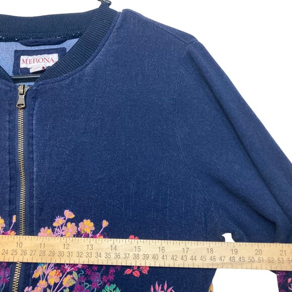 Merona Womens Floral Zip-Up Jacket Size Large Unique Wildflowers Cottagecore - Picture 7 of 8